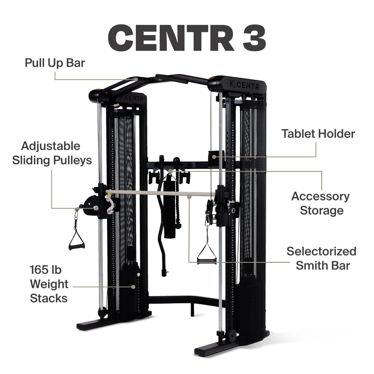 Centr 3 Home Gym Functional Trainer (with Selectorised Smith Machine) - Pre-Order