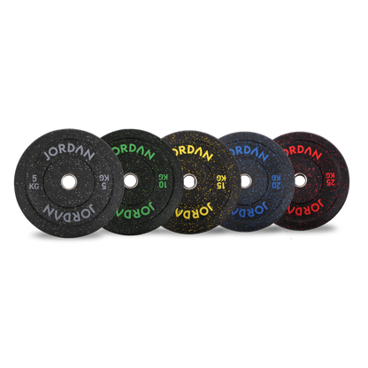 JORDAN HG Black Rubber Bumper Weight Plates - Coloured Fleck